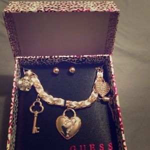 Guess Rose Gold tone earring and necklace set